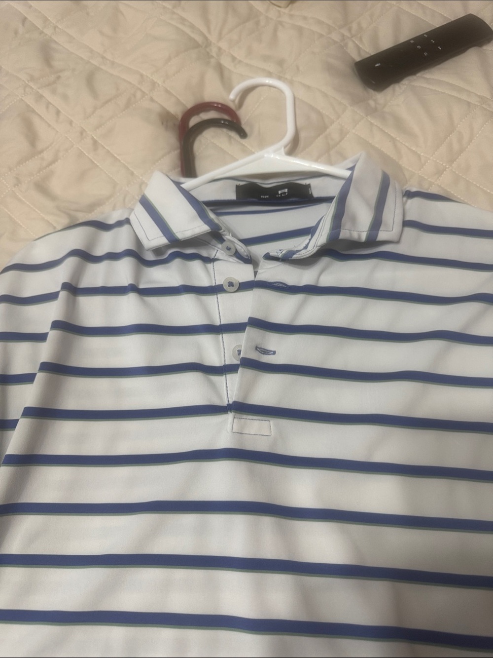 RLX Ralph Lauren White Polo with Blue Stripes